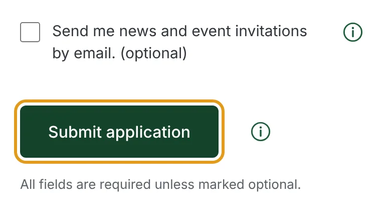 The Submit application button highlighted.