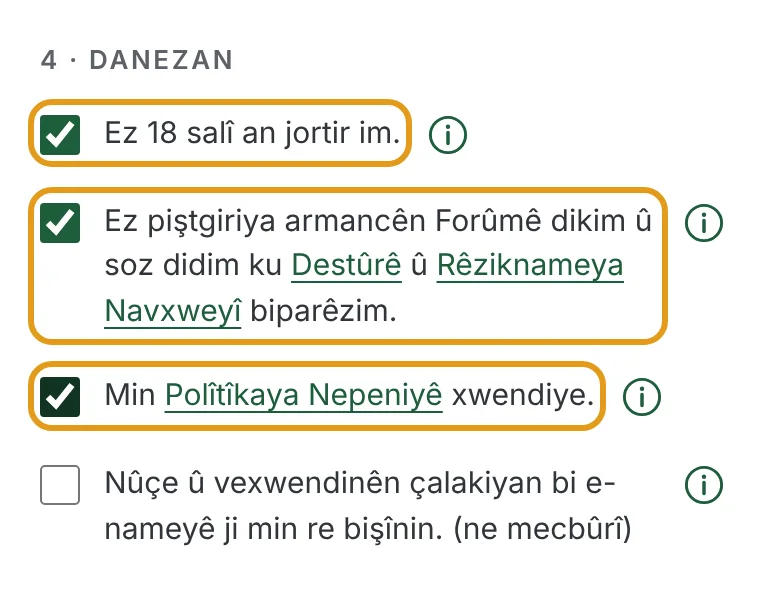 Beşa danezanê bi sê qutiyên pêşîn nîşankirî.